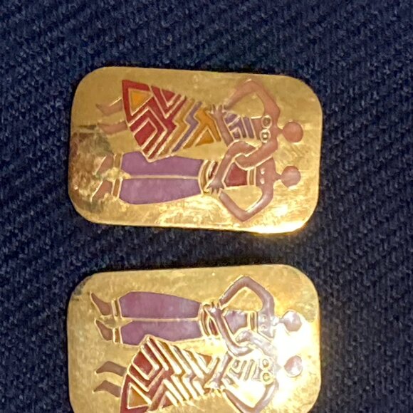 Laurel Burch 'Dancers' gold tone earrings - Picture 1 of 2